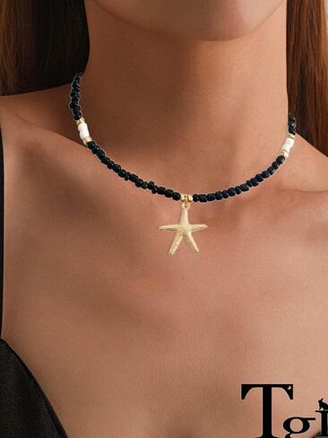 Boho Heart Necklace Hippie Choker Necklace Wooden Beaded Necklace Gold Silver Heart Necklace in Kuwait