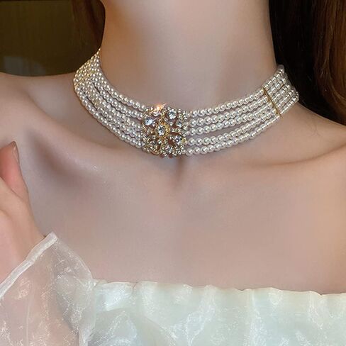 fxmimior Pearl Gold Flower Vintage Wedding Accessories Women Necklace Sexy Elegant Jewelry Choker Bar Wear in Saudi Arabia