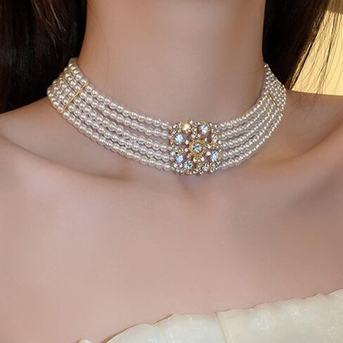 fxmimior Pearl Gold Flower Vintage Wedding Accessories Women Necklace Sexy Elegant Jewelry Choker Bar Wear in Saudi Arabia