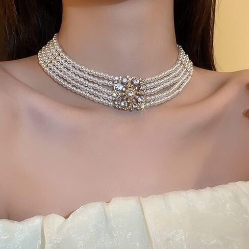 fxmimior Pearl Gold Flower Vintage Wedding Accessories Women Necklace Sexy Elegant Jewelry Choker Bar Wear in Saudi Arabia