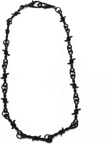 Punk Barbed Wire Thorns Chunky Brambles Metal Link Chain Adjustable Necklace Safety Spur Duty Padlock Flame Necklace Cool Hiphop Rock Choker Jewelry for Women Men in Saudi Arabia