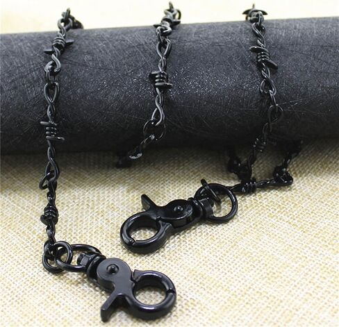 Punk Barbed Wire Thorns Chunky Brambles Metal Link Chain Adjustable Necklace Safety Spur Duty Padlock Flame Necklace Cool Hiphop Rock Choker Jewelry for Women Men in Saudi Arabia
