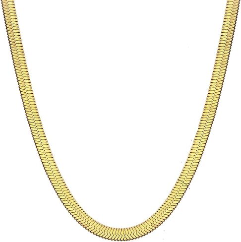 VITAZUL Snake Chain Necklace for Women- 18k Gold Plated Stainless Steel Choker and Herringbone Layered Chain Necklaces- Non Tarnish Jewelry 4mm Dainty in Saudi Arabia