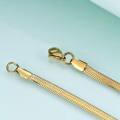 VITAZUL Snake Chain Necklace for Women- 18k Gold Plated Stainless Steel Choker and Herringbone Layered Chain Necklaces- Non Tarnish Jewelry 4mm Dainty in Saudi Arabia