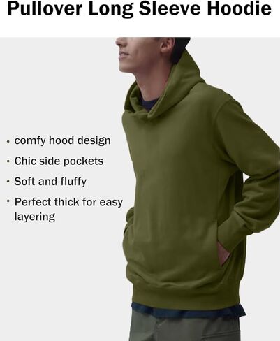 بلوفر FAIABLE رجالي كبير الحجم بقلنسوة من الصوف الثقيل ثقيل الوزن للرجال مع جيوب جانبية من القطن ملابس الشارع الشتوية in Kuwait