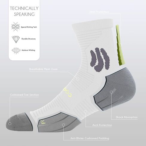 BRISIRA Coolmax Bamboo Compression Running Socks 3 Pack Quarter Cushioned Athletic Moisture Wicking Anti Blister&Sweat&Odor in Kuwait