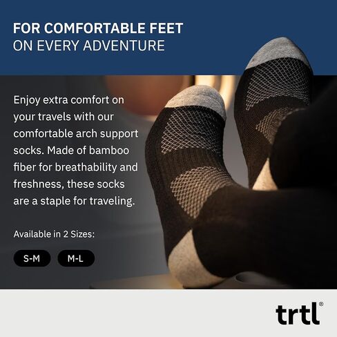 جوارب trtl Bamboo - مصنوعة من ألياف الخيزران - جوارب دعم قوس واسعة للغاية - طول منتصف الساق، جوارب سوداء - زوجان in Kuwait