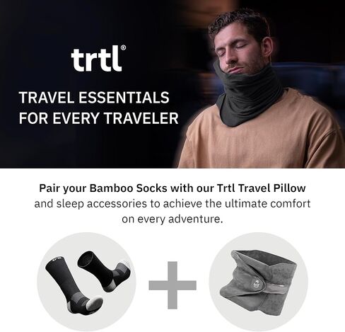 جوارب trtl Bamboo - مصنوعة من ألياف الخيزران - جوارب دعم قوس واسعة للغاية - طول منتصف الساق، جوارب سوداء - زوجان in Kuwait