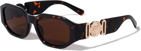 Slim Oval Gold Tiger Head Medallion Luxury Sunglasses in Saudi Arabia