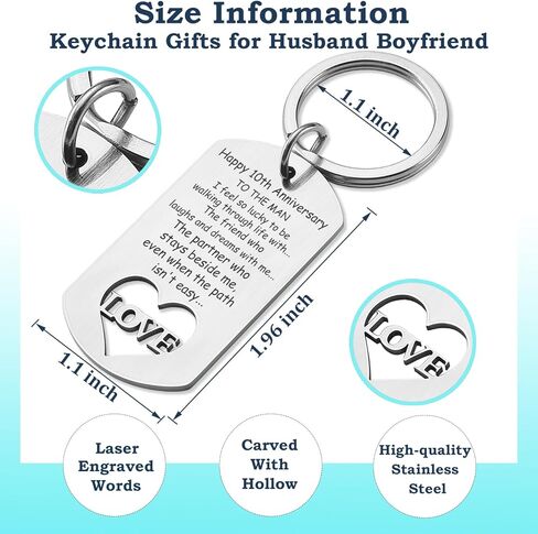 سلسلة مفاتيح للذكرى السنوية الخامسة والسادسة والثامنة والعاشرة و11 و13 و15 و20 و25 و30 من كليسيليكس، مناسبة كهدية للذكرى السنوية للزفاف والزوج والصديق in Kuwait