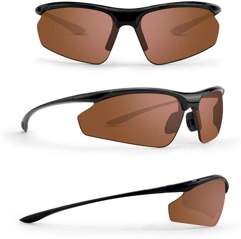 Epoch Eyewear 2 Pair Golf Sport Sunglasses Cadence Black w/Smoke & Black w/Amber Lens in Saudi Arabia