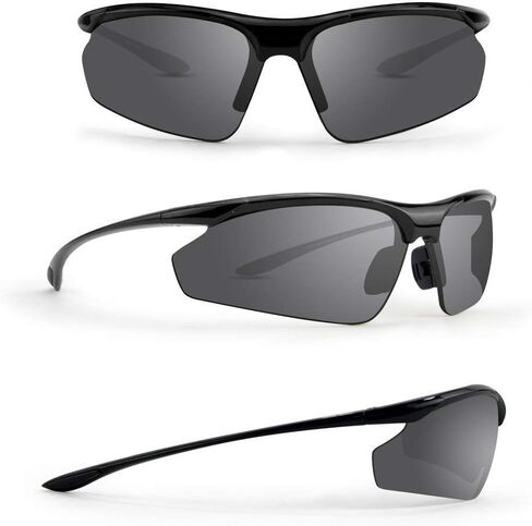 Epoch Eyewear 2 Pair Golf Sport Sunglasses Cadence Black w/Smoke & Black w/Amber Lens in Saudi Arabia