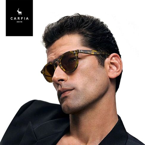 CARFIA Retro Polarized Sunglasses for Men UV400 Protection Round Handmade Acetate Driving Vintage Style Shades in Saudi Arabia