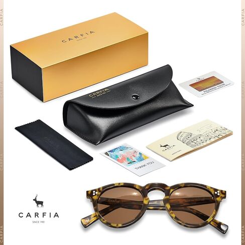 CARFIA Retro Polarized Sunglasses for Men UV400 Protection Round Handmade Acetate Driving Vintage Style Shades in Saudi Arabia