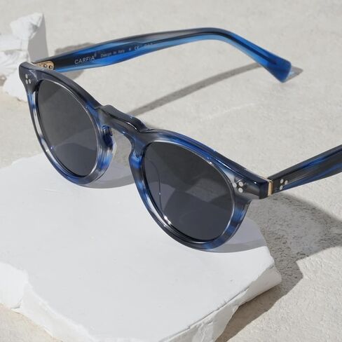 CARFIA Retro Polarized Sunglasses for Men UV400 Protection Round Handmade Acetate Driving Vintage Style Shades in Saudi Arabia