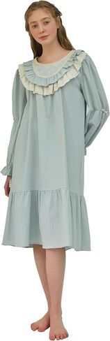 ULLALA Pajamas for Women Vintage Long sleeve 30'S Cotton Dimang One-Piece Mint Soft Sleepwear 1Piece one Size in Kuwait