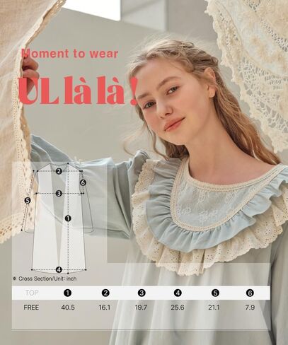 ULLALA Pajamas for Women Vintage Long sleeve 30'S Cotton Dimang One-Piece Mint Soft Sleepwear 1Piece one Size in Kuwait