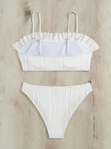 OYOANGLE Women's Spaghetti Strap High Waist Swimwear Bandeau Bikini Swimsuit Two Pieces Bikini Set in Saudi Arabia