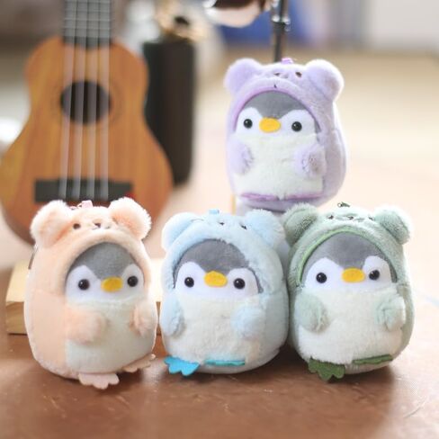 سوبر لطيف Kawaii ارتداء الملابس تأثيري لينة أفخم البطريق المفاتيح بنين بنات قلادة معدنية حلقة رئيسية المفاتيح in Kuwait