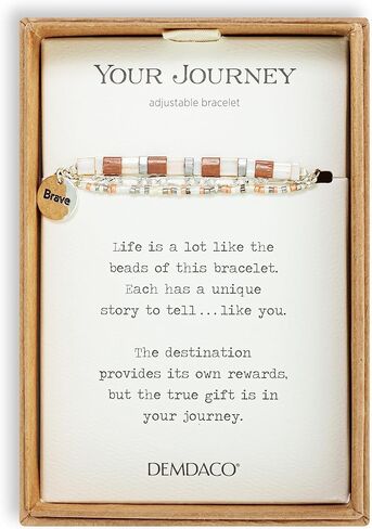 DEMDACO 1004670265 Your Journey 7 Inch Plus Extension Glass and Brass Metal Adjustable Boxed Layered Tile Bracelet in Kuwait
