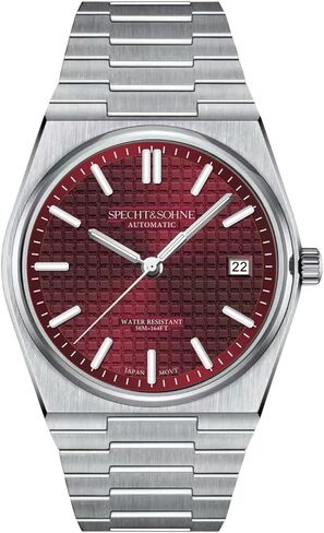 SPECHT&SOHNE Wine Red Men's Mechanical Wristwatch NH35 Automatic Watches Sapphire Crystal 37MM Stainless Steel Waterproof in Saudi Arabia