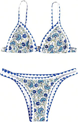WDIRARA Women's Ditsy Floral Print Cut Out Thong Micro Bikini Set 2 Piece Swimsuits Spaghetti Strap Bathing Suits in Saudi Arabia