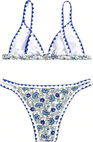 WDIRARA Women's Ditsy Floral Print Cut Out Thong Micro Bikini Set 2 Piece Swimsuits Spaghetti Strap Bathing Suits in Saudi Arabia