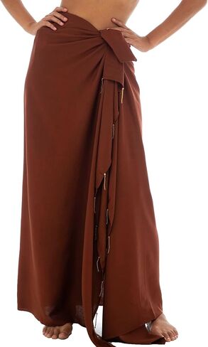 بدلة سباحة نسائية من Back From Bali مطرزة بالخرز على الشاطئ، بدلة استحمام بيكيني ملفوفة مع مشبك جوز الهند in Kuwait