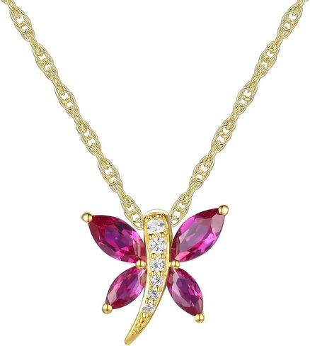 Sterling Silver Created Gemstone and Created White Sapphire Dragonfly Pendant w/ 18" Chain in Kuwait
