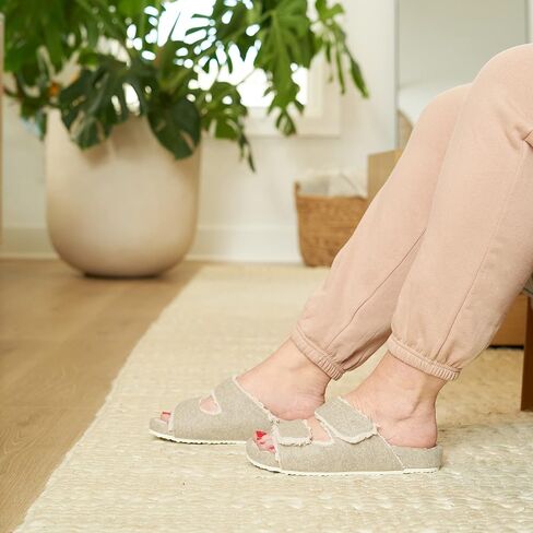 Dearfoams Women's Margo Adjustable Strap Microwool Molded Footbed Slide Slipper in Saudi Arabia