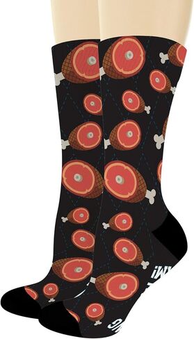 Funny Holiday Socks If You Can See This Bring Me Some Ham Food Themed Socks Novelty Crew Socks in Saudi Arabia