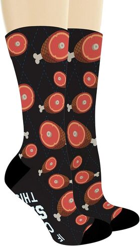 Funny Holiday Socks If You Can See This Bring Me Some Ham Food Themed Socks Novelty Crew Socks in Saudi Arabia