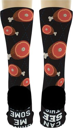 Funny Holiday Socks If You Can See This Bring Me Some Ham Food Themed Socks Novelty Crew Socks in Saudi Arabia