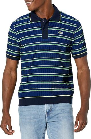 Lacoste Men's Short Sleeve Classic Fit Striped Polo Sweater in Saudi Arabia