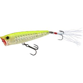 Yo-Zuri R1435-PCLS: 3Dr-X Popper (F) 65Mm 2-5/8", Prism Chartreuse Silver