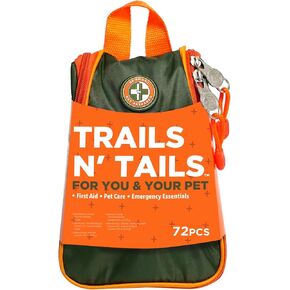 Be Smart Get Prepared Trails N’ Tails First Aid For You & Your Pet - 72 Pieces - Pet Care & Emergency Essentials - Designed for Pets, Outdoor, Auto & Home - Compact & Portable
