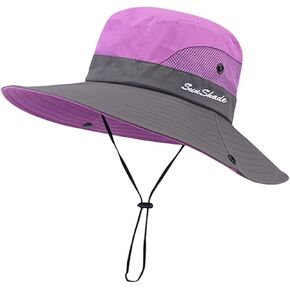 WITERY Women's Outdoor Summer Sun UV Protection Cap Foldable Mesh Wide Brim Hats for Beach Safari Fishing in Kuwait