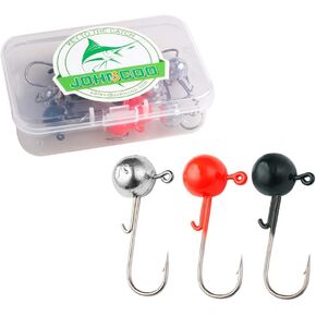 JOHNCOO Mushroom Style Jig Heads Lead Hook with 3D Redfish Eyes Treble Hooks Luminous Round Jig Head Fishing Hooks Kit for Trout Bass Mixed Weights Fishing Hooks Set
