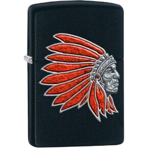 Zippo Lighter: Indian Head - Black Matte 77238