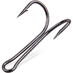 Classic Double Fishing Hooks,40/80pcs Open Shank Frog Hooks Barbed Small Fly Tying Fishing Hooks 3X Strong High Carbon Steel Fishhooks for Saltwater Freshwater