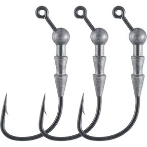 Dr.Fish 10 Pack Fishing Weighted Wacky Hooks Round Fishing Jig Heads, Worm Hooks Swimbait Hook Bass Fishing Hooks Insert Sinker for Soft Plastics Lures Panfish Crappie Jigs Freshwater