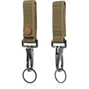 2pcs Heavy Duty Belt Key Holders, Duty Belt Loop Keeper Clip with Metal Snap and Nylon Molle Strap Fits 1.5-2.25 inch Wide Belts Key Ring Clip Keychain Gear Organizer Accessories