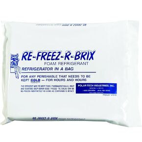 BFRB60 Re-Freez-R-Brix Cold Bricks, 9" x 8" x 1 1/2", Long Lasting, Reusable Foam Refrigerant, White (Pack of 6)