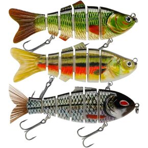 Multi Jointed Artificial Fishing Lures - Slow Sinking Bionic Swimming Bass Hard Lures for Freshwater or Saltwater, Lifelike Fishing Lure Kit, Fishing swimbait Gifts for Angler