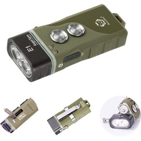 RovyVon E1 Hybrid Battery EDC Flashlight, Max 700 Lumen with Dual LED 6500K Cool White, Pocket Size USB-C Rechargeable Keychain Flashlight, Dual Power by Built-in Li-po/Replaceable AAA(ArmyGreen)