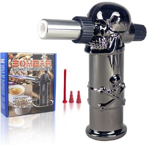 Butane Torch Lighter Kitchen Refillable Culinary Dab Lighter Torch for Cooking Cream Brulee Torch Adjustable for BBQ – Butane Gas is no included (Gun-metal) in Kuwait