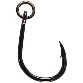 Gamakatsu 00411R Live Bait Loose Hook with Ring (5 Pack), Size 1/0, Black
