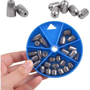 Fishing Sinker Weights Assortment Kit, 26pcs/Box Iron Fishing Weights Set Egg Weights Bass Casting Worm Bullet Fishing Sinkers Set for Saltwater Freshwater