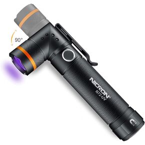NICRON UV Flashlight, N72-UV 800LM White Light, Freely Switch Between White Light and UV Light Detector for Dog Urine, Wet Stains Bed Bugs,Camping, Outdoor,Maintain (18650/AAA Not Included)