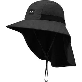 CLAPE Outdoor Sun Hat with Neck Flap Safari Hat Waterproof Mesh Sun Protection Lightweight Fishing Hat Unisex